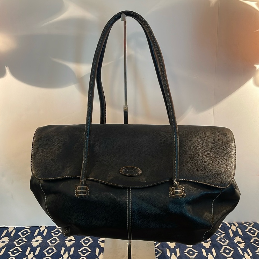 Vintage genuine TODS black leather shoulder bag purse
